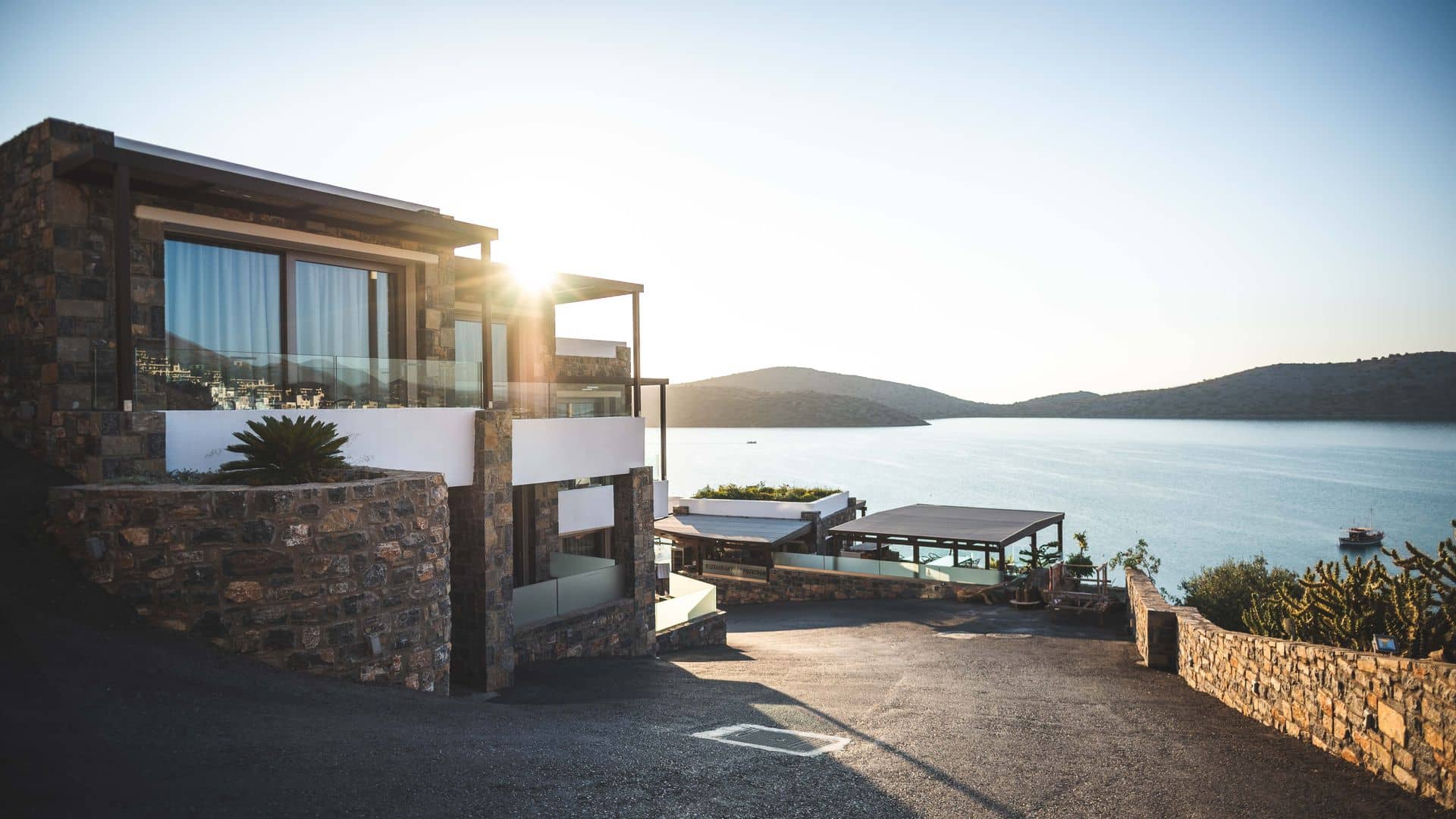 Stone villa at golden hour